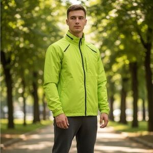 Bright Lime Green Windbreaker Jacket. NWOT